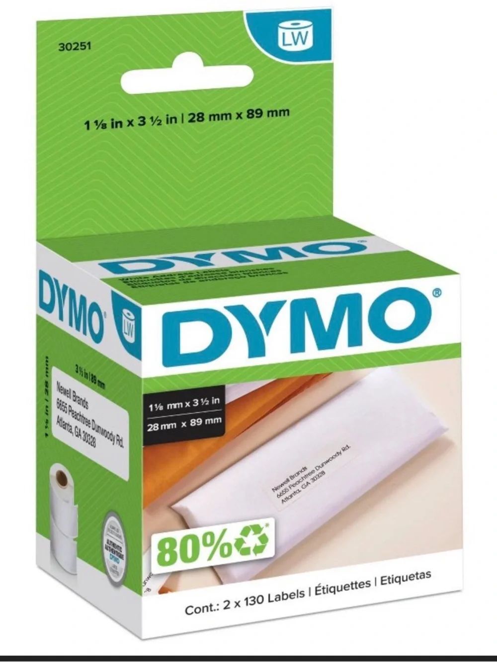 DYMO LabelWriter Address Labels, 1.12" x 3.5", White, 350 Labels 2 Rolls+3 rolls